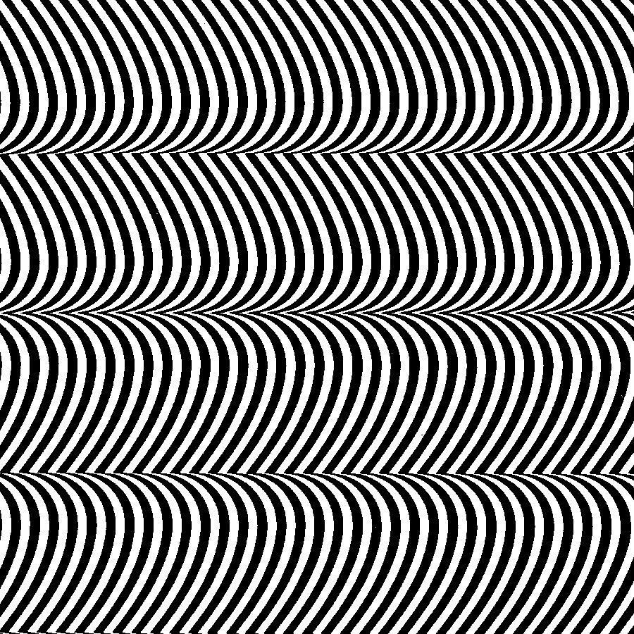 Cover of "Pulse Demon" by Merzbow. It features a pattern of black and white bending lines that fold in on each other.